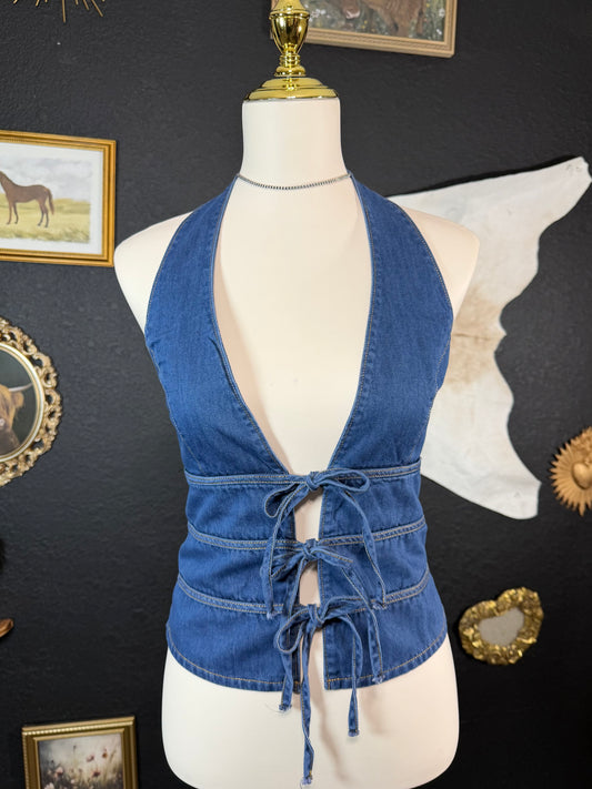 Amalia denim halter top
