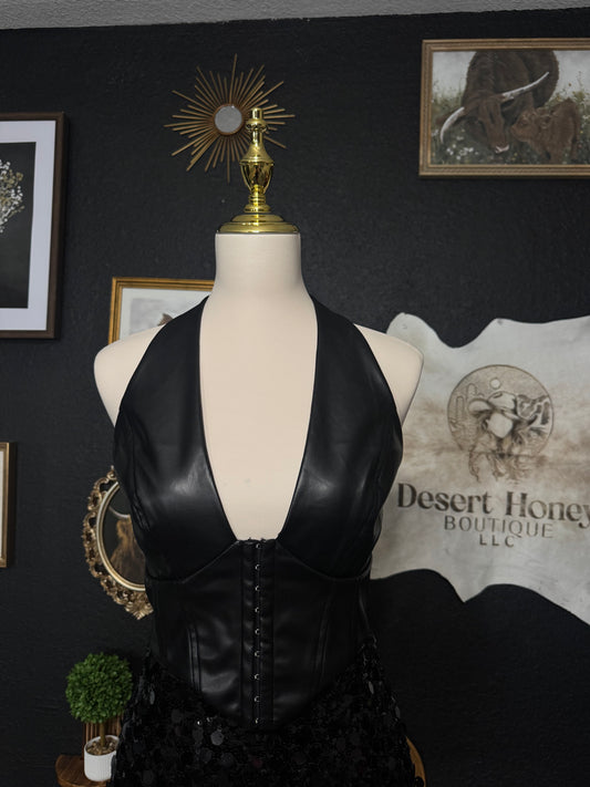 Gabriela leather halter top